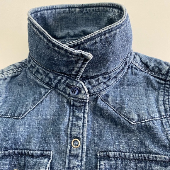 Baby Gap Blue Chambray Western Snap-Front Long Sleeves Shirt Size 4 - Picture 6 of 10
